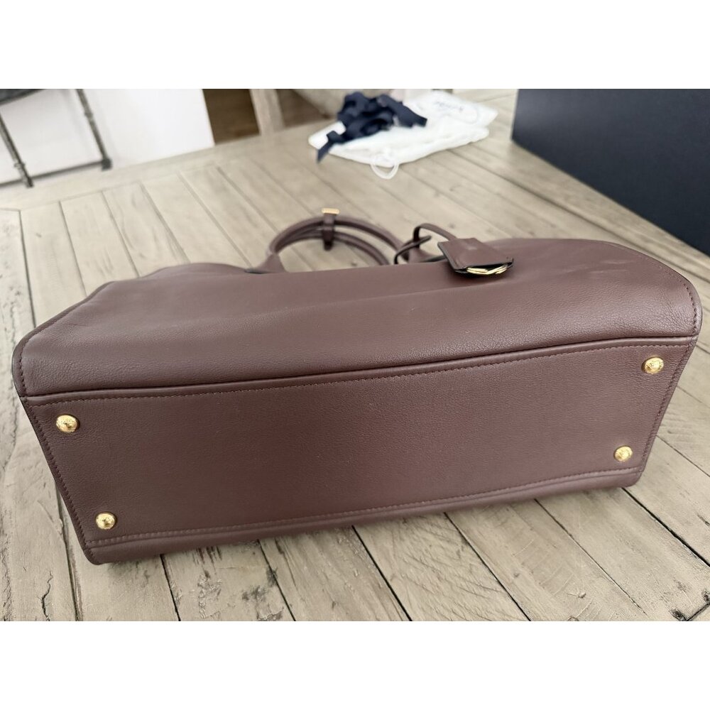 PRADA Large leather tote bag Briarwood Chocolate Brown Leather - Picture 13 of 16